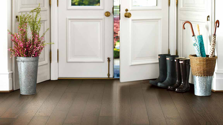 luxury vinyl plank flooring in an entryway